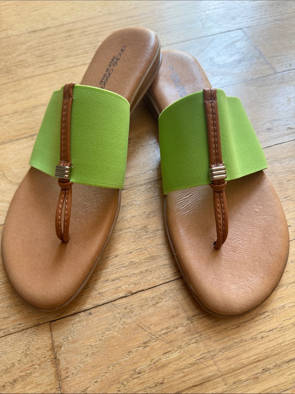 Andre Assous Nice Style Lime Green Slide Sandal, size 7
